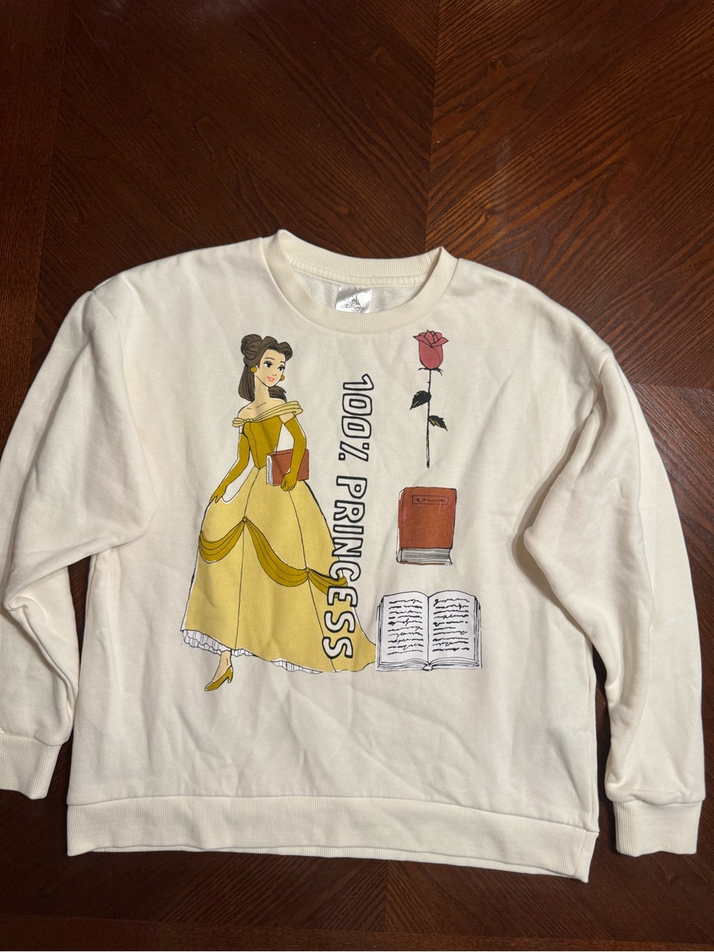 Disney Princess Belle “100%Princess” Crewneck Sweatshirt- Girls XL (14)